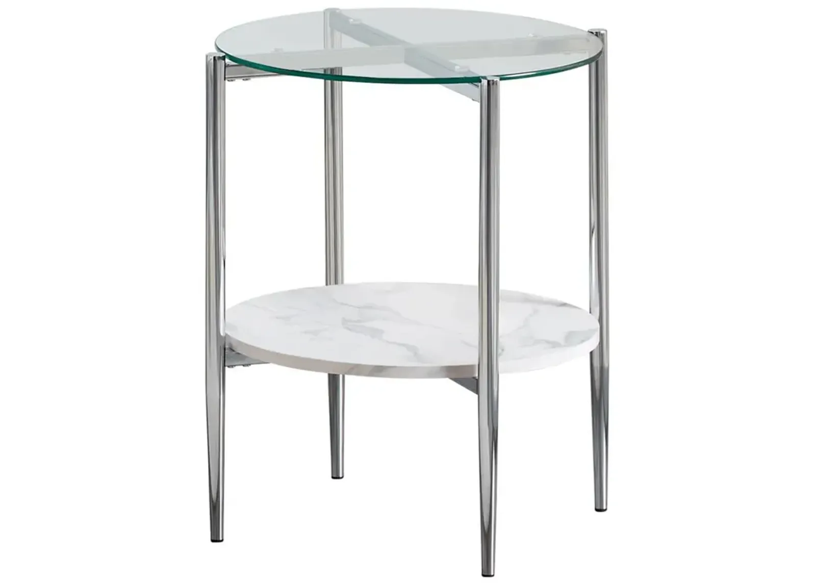 Cadee Round Glass Top End Table Clear and Chrome