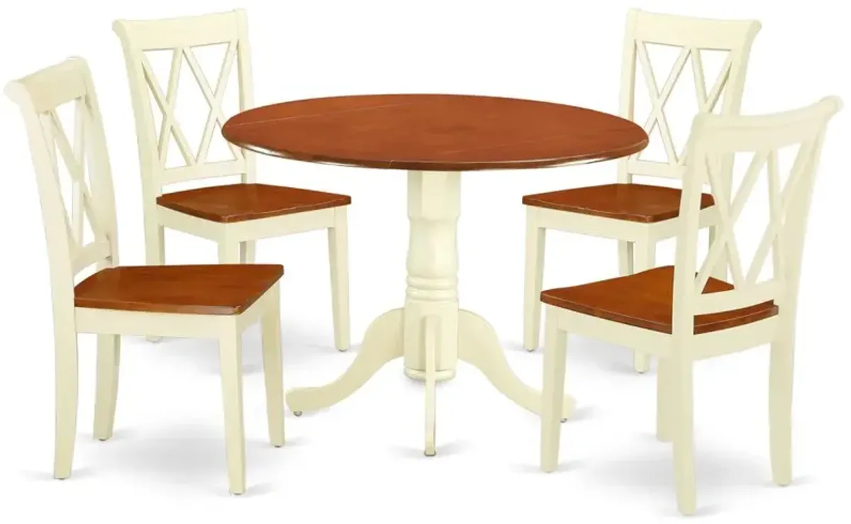 Dining Room Set Buttermilk & Cherry, DLCL5-BMK-W