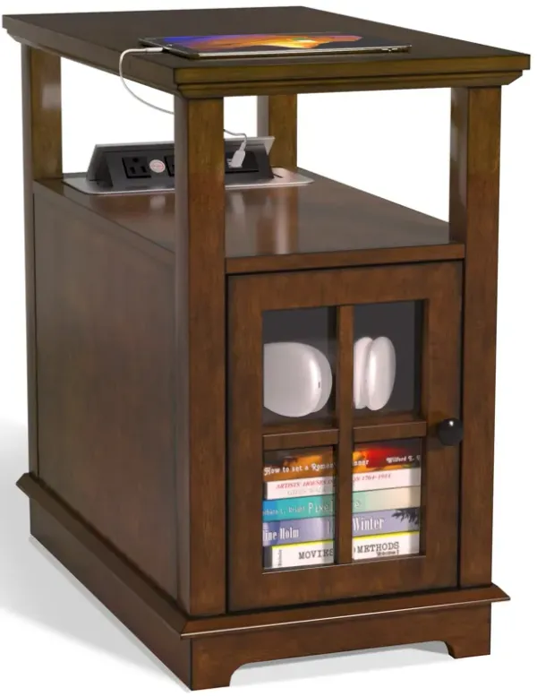 HIFYOBRO End Table with Charging Station, Narrow Side Table with Storage, Nightstand for Small Spaces with USB Ports & Power Out