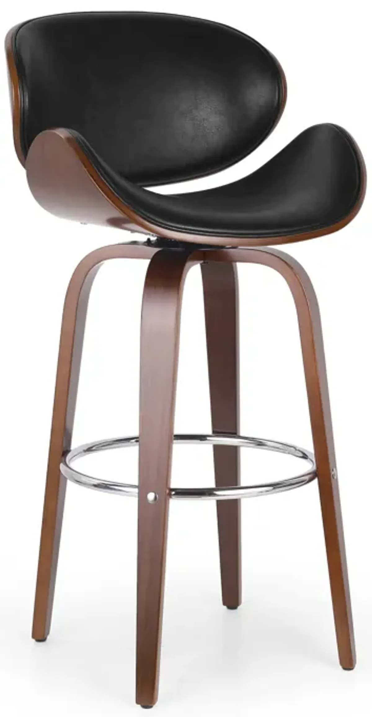 Mid-Century Modern Swivel Bar Stools in Midnight Black