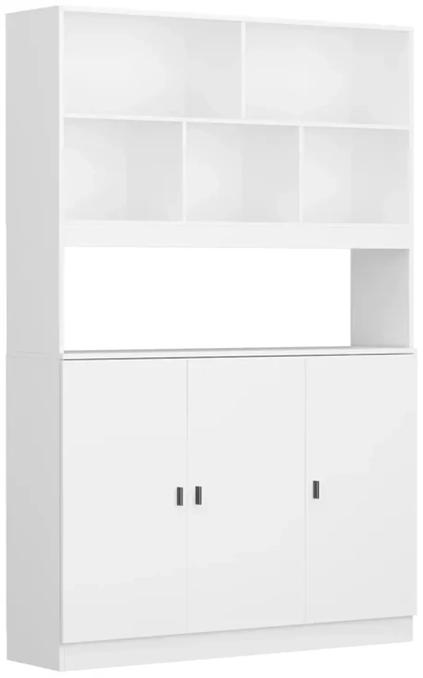 White Wood Storage Cabinet Buffet and Hutch Combination Cabinet With Shelves