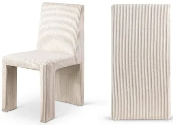 Meridian Furniture Benson Beige Microsuede Corduroy Fabric Dining Chair, Set of 2