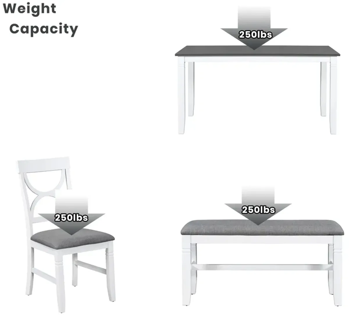 Merax  6-Piece Solid Wood Dining Table Set