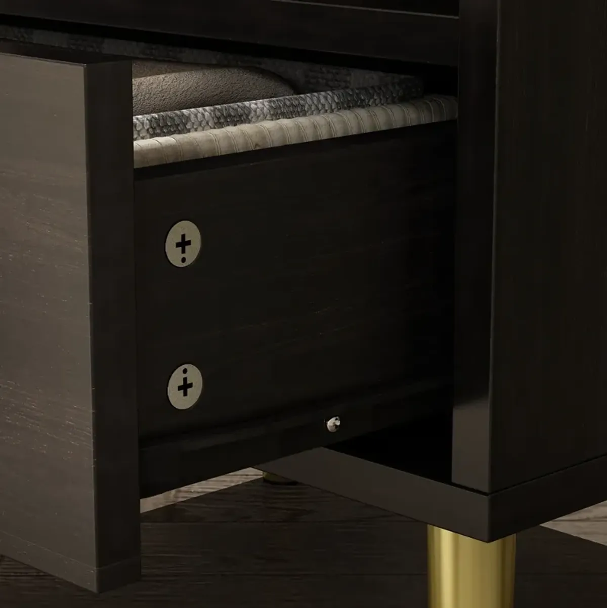 Nightstands Bedside Tables End Tables with Drawer & Open Shelf, Gold Metal Legs,for Bedroom Living Room(19.5”W x 15.6”D x 20”H)