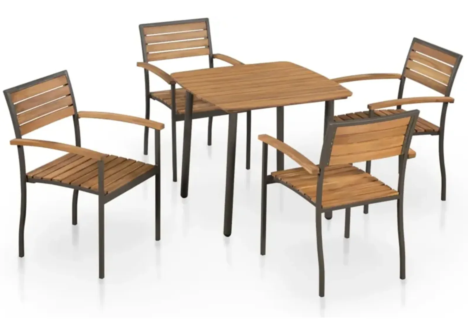 vidaXL 5 Piece Outdoor Dining Set Solid Acacia Wood and Steel