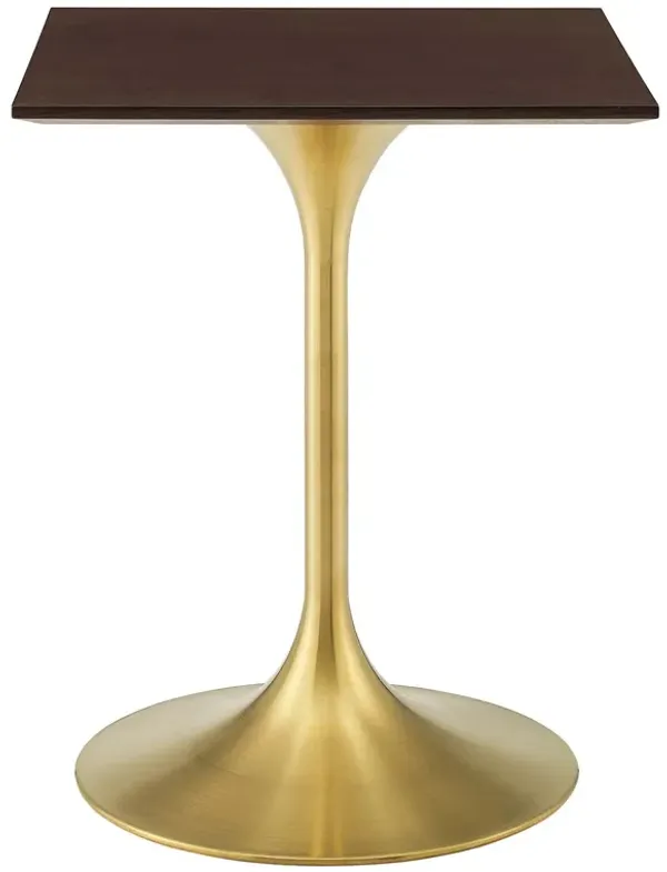 Modway - Lippa 24" Square Wood Dining Table Gold Cherry Walnut