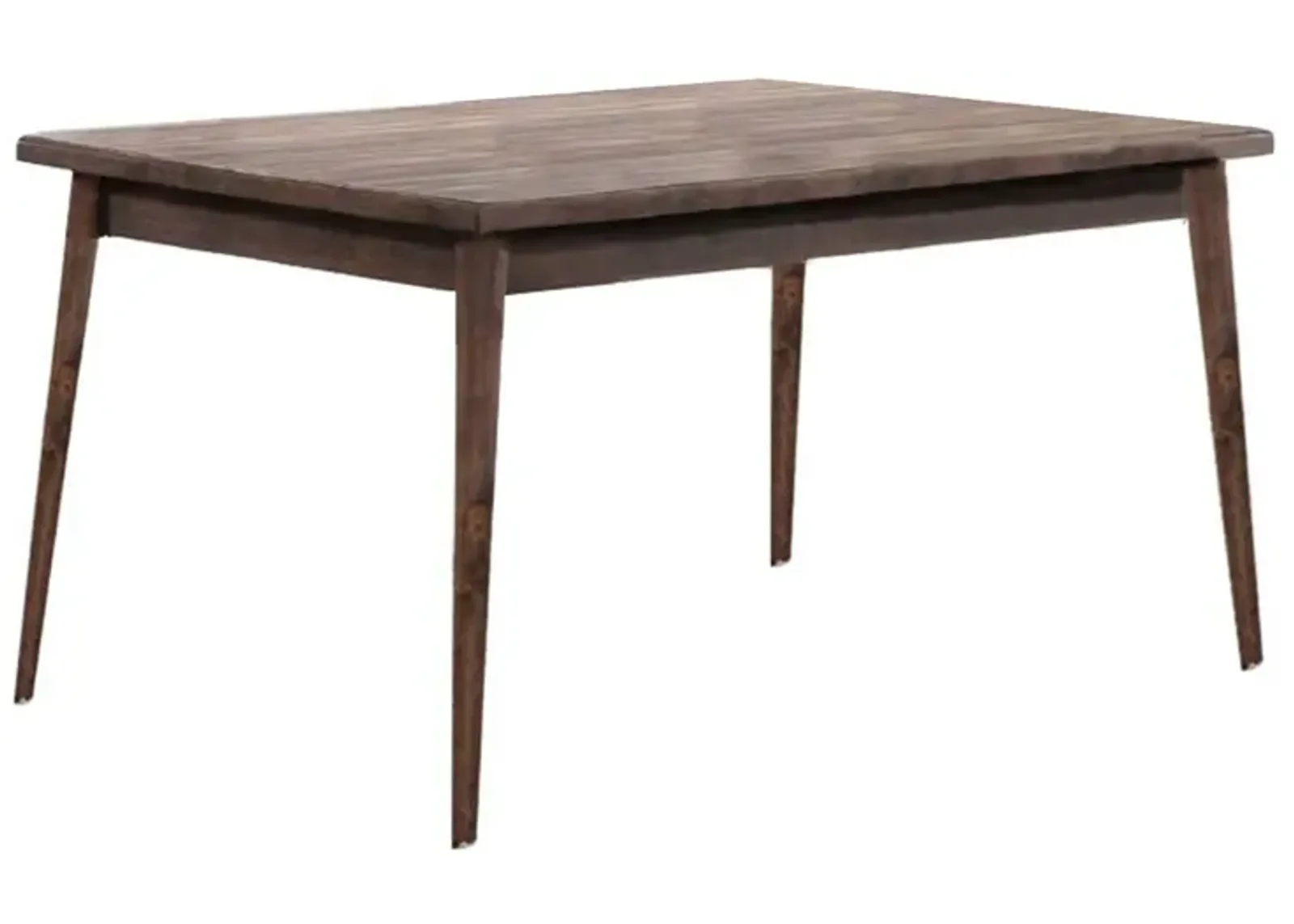 Lee 59 Inch Rectangular Dining Table, Tapered Legs, Modern Brown Grain Wood-Benzara