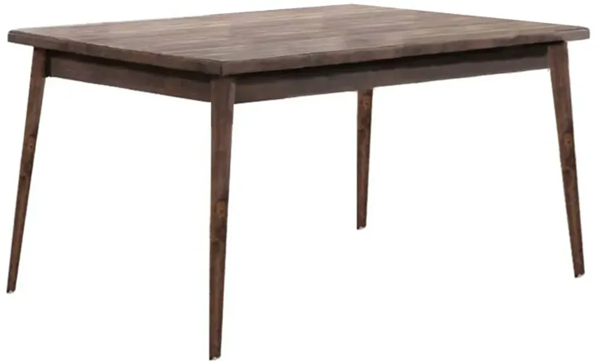 Lee 59 Inch Rectangular Dining Table, Tapered Legs, Modern Brown Grain Wood-Benzara