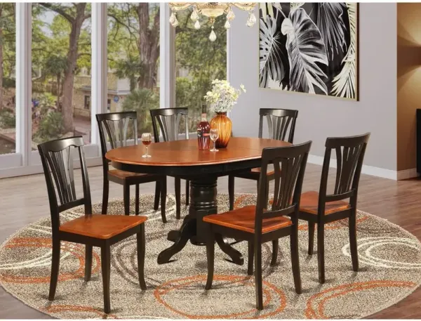 7Pc Dining Room Set – Oval Table with Leaf and 6 Dining Chairs
