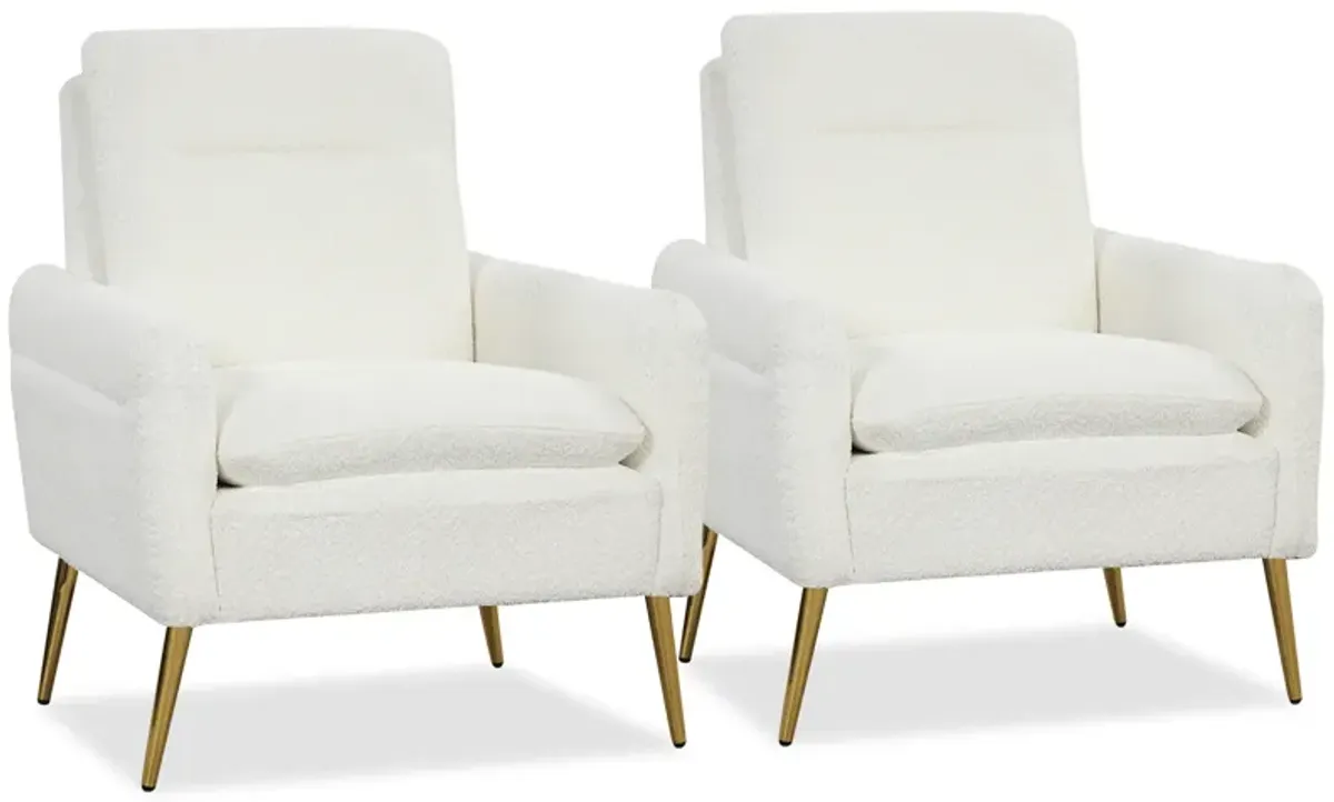 Upholstered Sherpa Modern Accent Armchair for Living Room-White