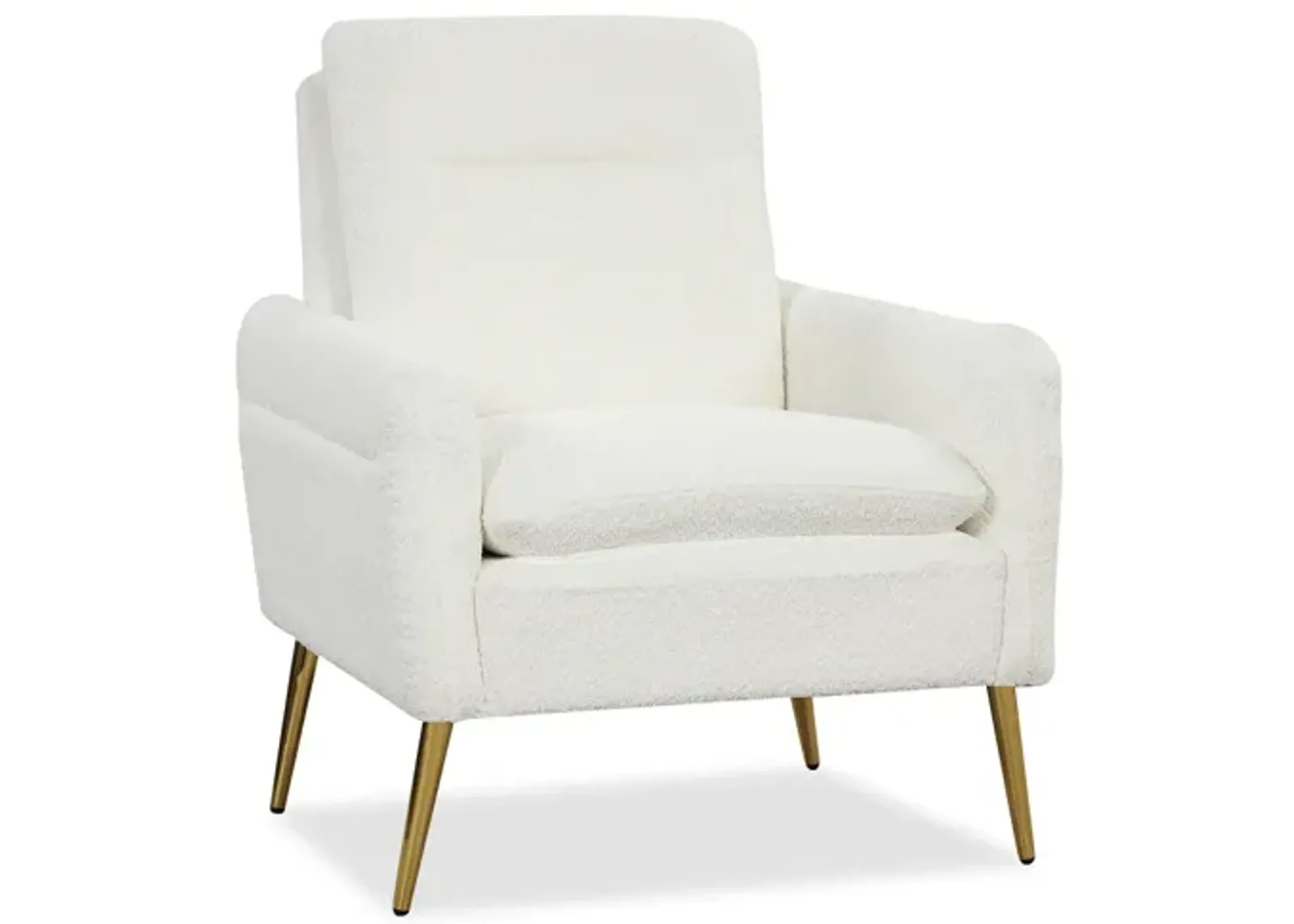 Upholstered Sherpa Modern Accent Armchair for Living Room-White