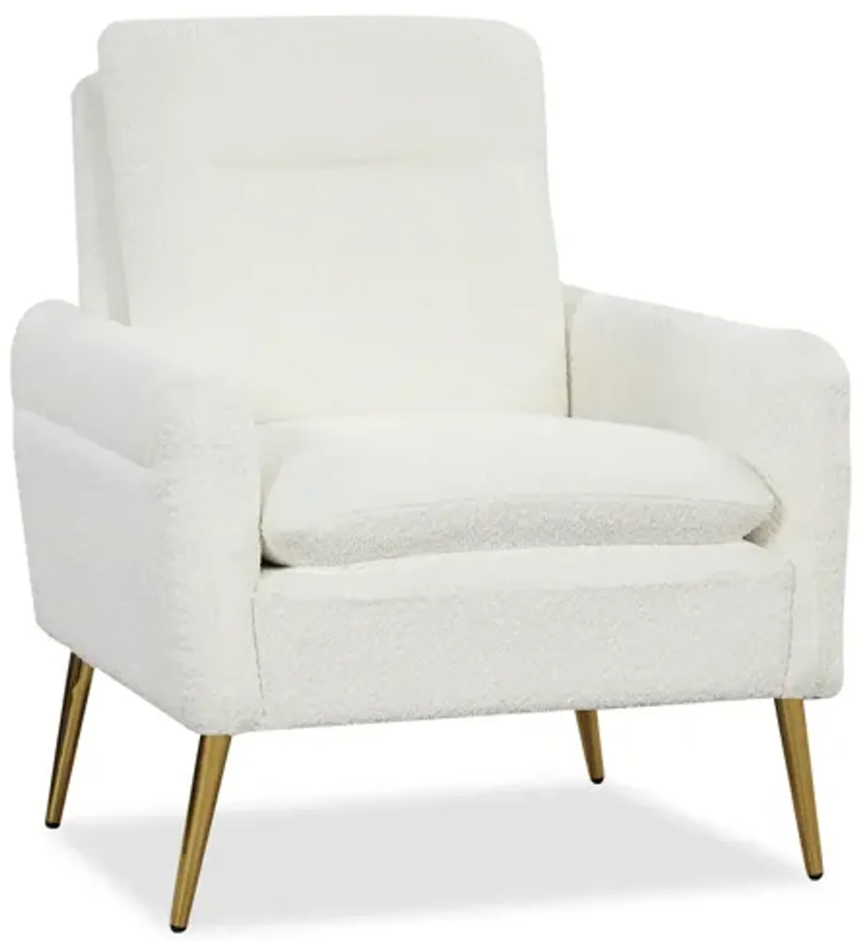 Upholstered Sherpa Modern Accent Armchair for Living Room-White