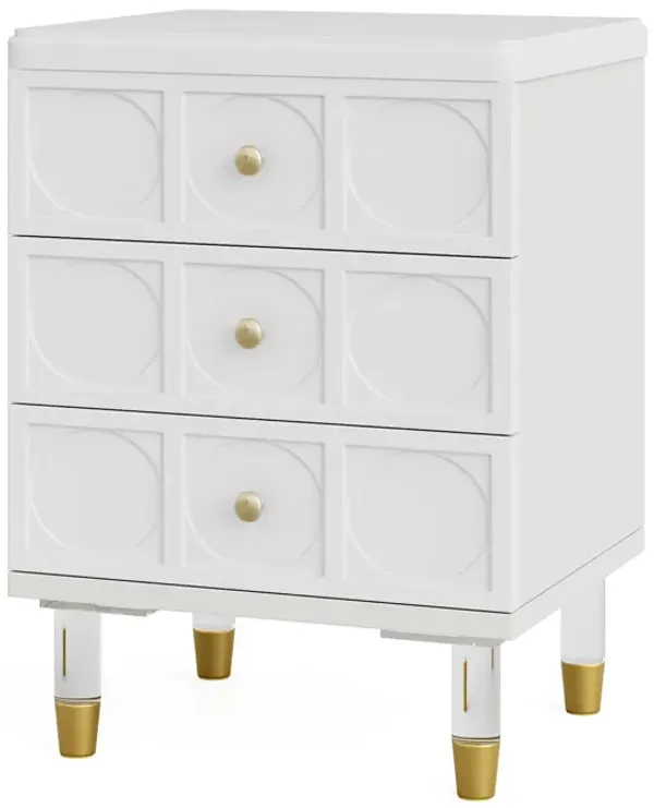 Three-Drawer Nightstand, Modern Side Table, Small Storage Chest, Ideal as a Sofa End Table for Dorm Rooms and Small Spaces