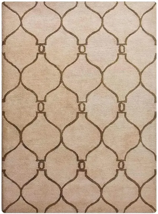 RUGSOTIC CARPETS HAND TUFTED WOOL ECO-FRIENDLY AREA RUGS  - 9'x12', Rectangle Shape, Light Gold Brown, Geometric Modern Design, High Pile Handmade Area Rugs for Living Room, Bed Room (K01004)