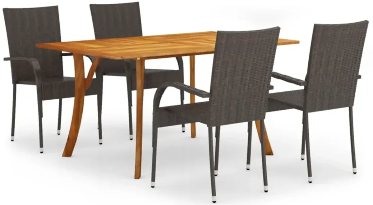 vidaXL 5 Piece Garden Dining Set Brown