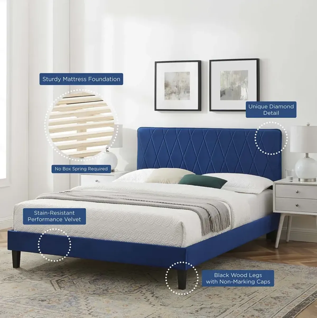 Modway - Phillipa Performance Velvet King Platform Bed