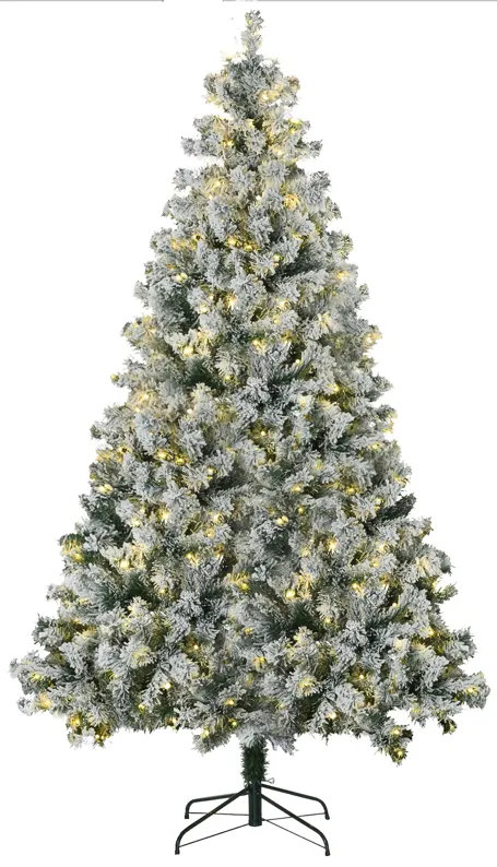 7.5ft Prelit Pencil Artificial Christmas Tree with Snow Flocked Branches Lights