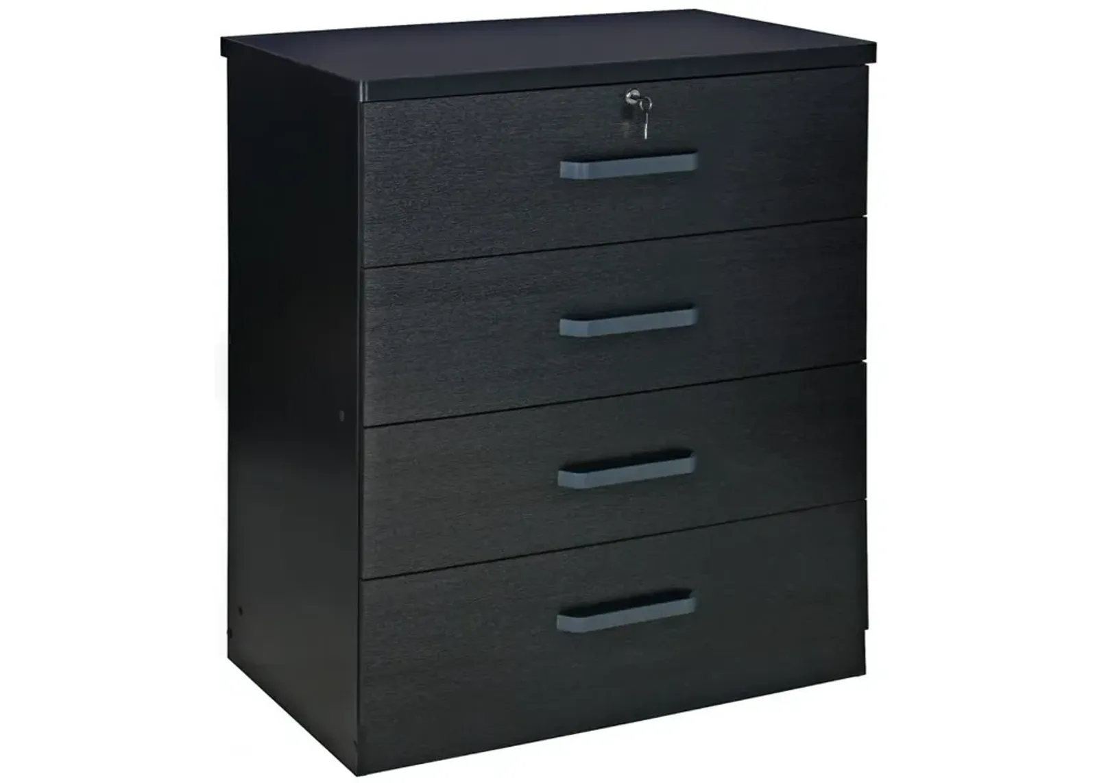 Better Home Products Liz Super Jumbo 4 Drawer Storage Chest Dresser in Black