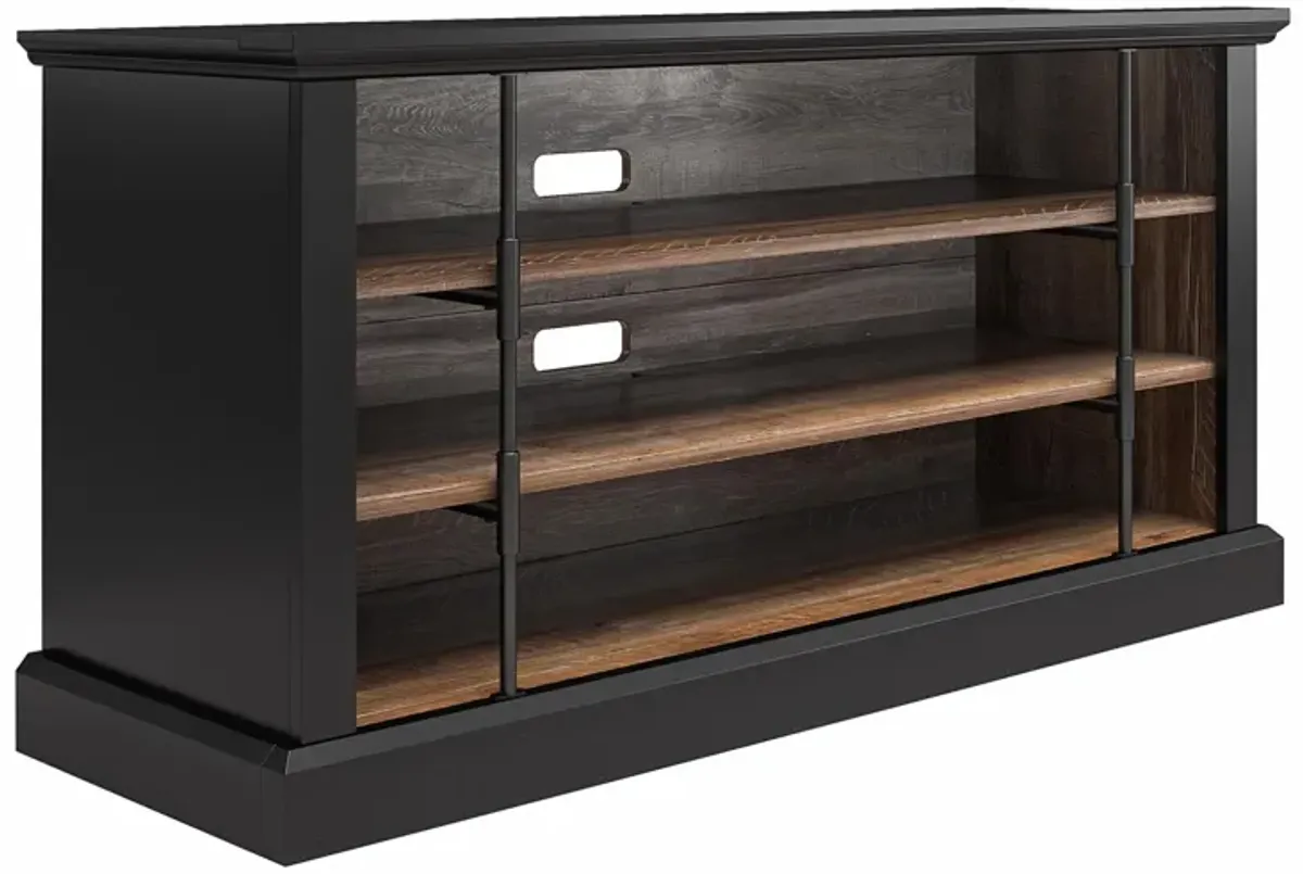 Hoffman Rustic TV Stand for TVs up to 50", Black and Walnut