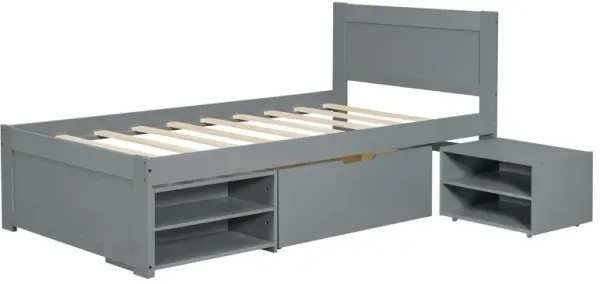 Merax Platform Bed with 1 Drawer and 2 Shelves