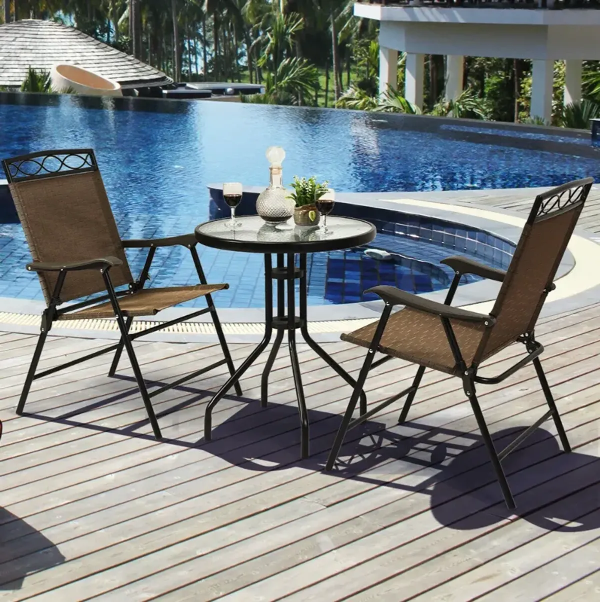 Patio Dining Set with Patio Folding Chairs and Table