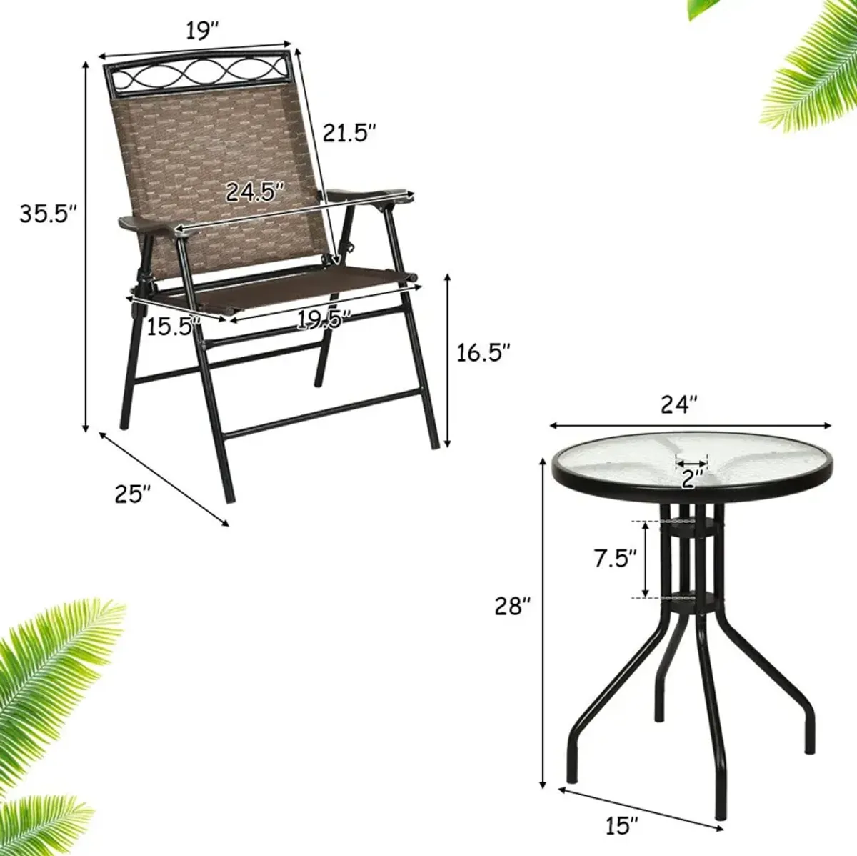 Patio Dining Set with Patio Folding Chairs and Table