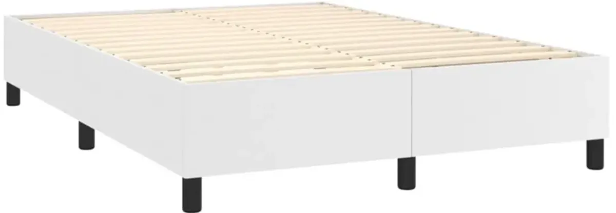 vidaXL Box Spring Bed Frame White 53.9"x74.8" Full Faux Leather