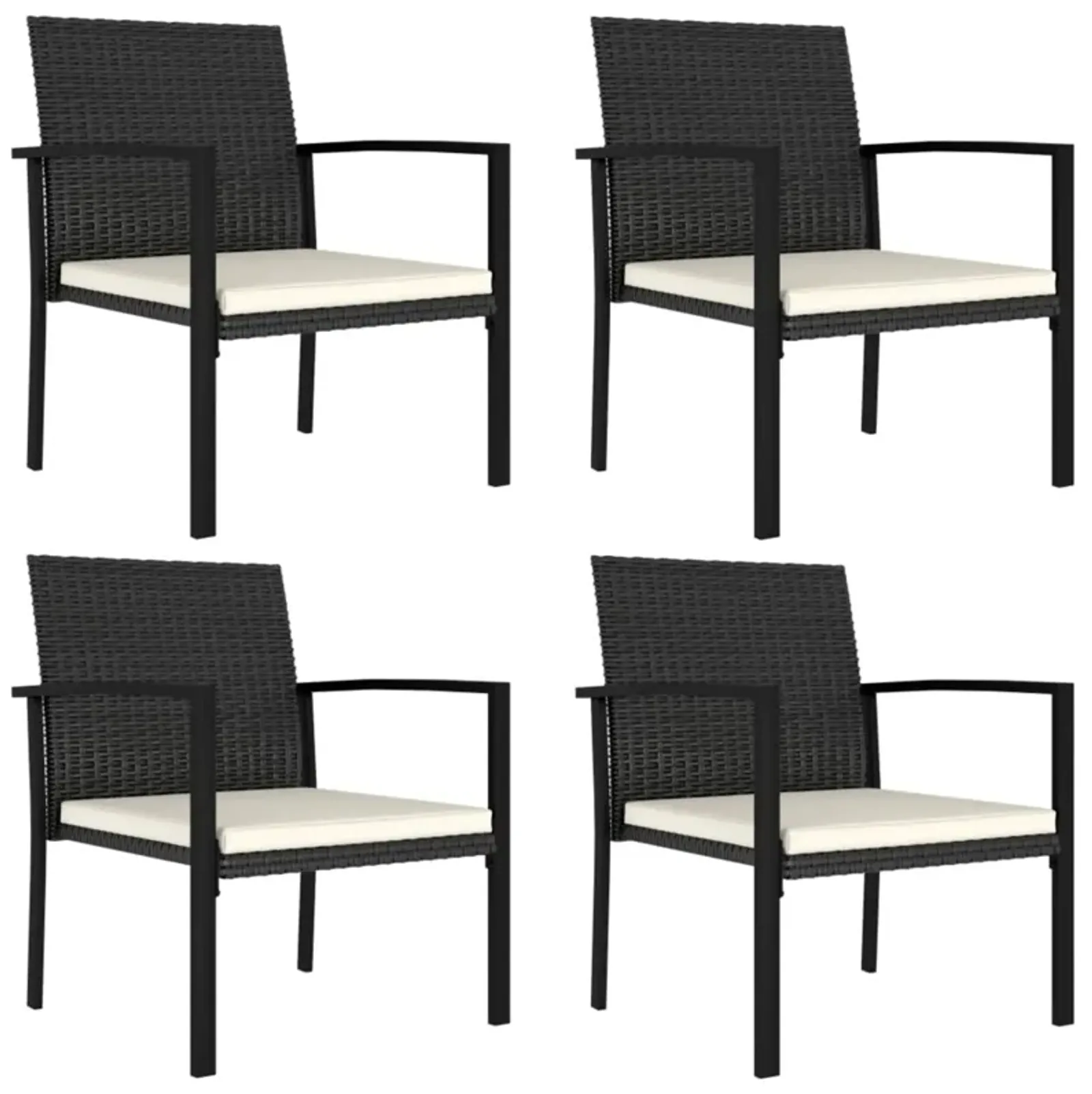 vidaXL Garden Dining Chairs 4 pcs Poly Rattan Black