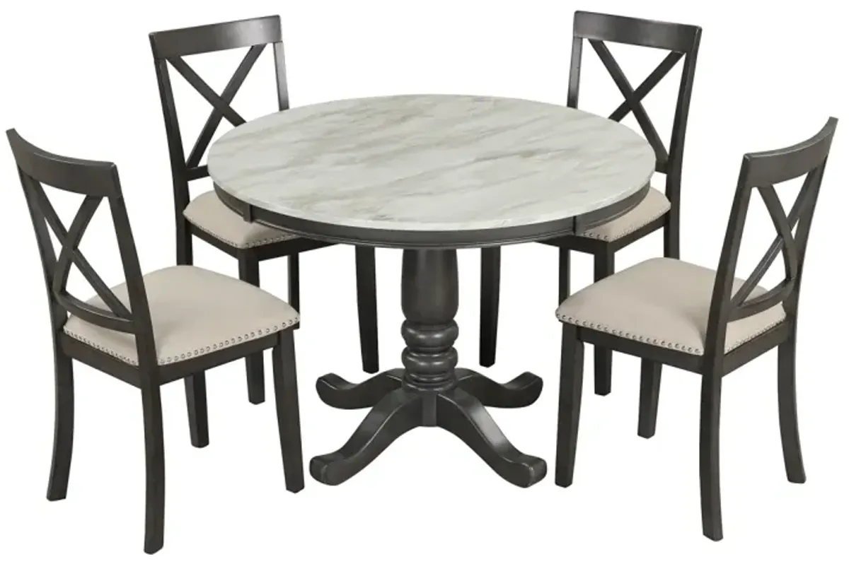 5 Pieces Dining Table and Chairs Set for 4 Persons