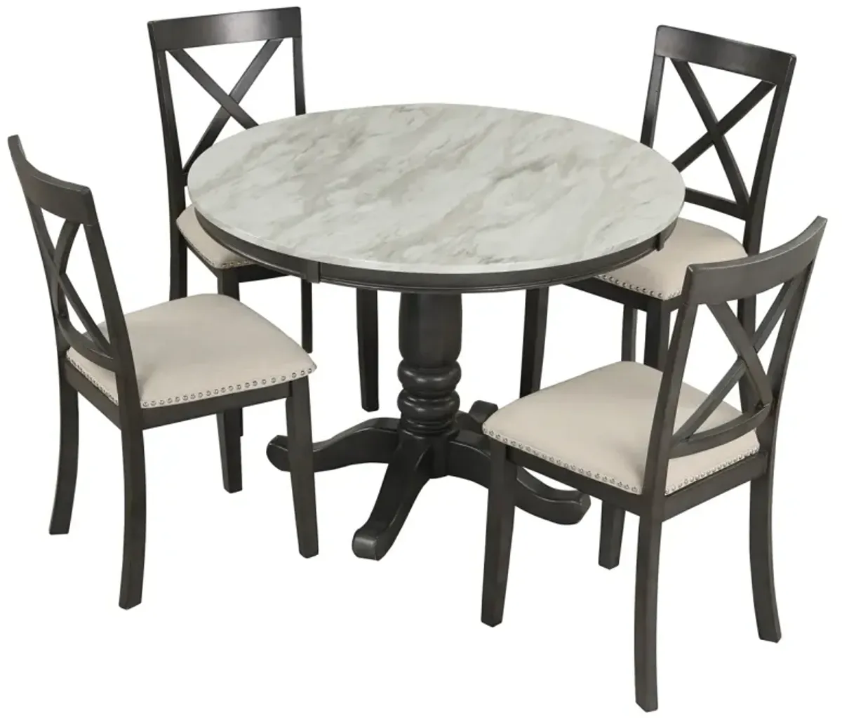 5 Pieces Dining Table and Chairs Set for 4 Persons