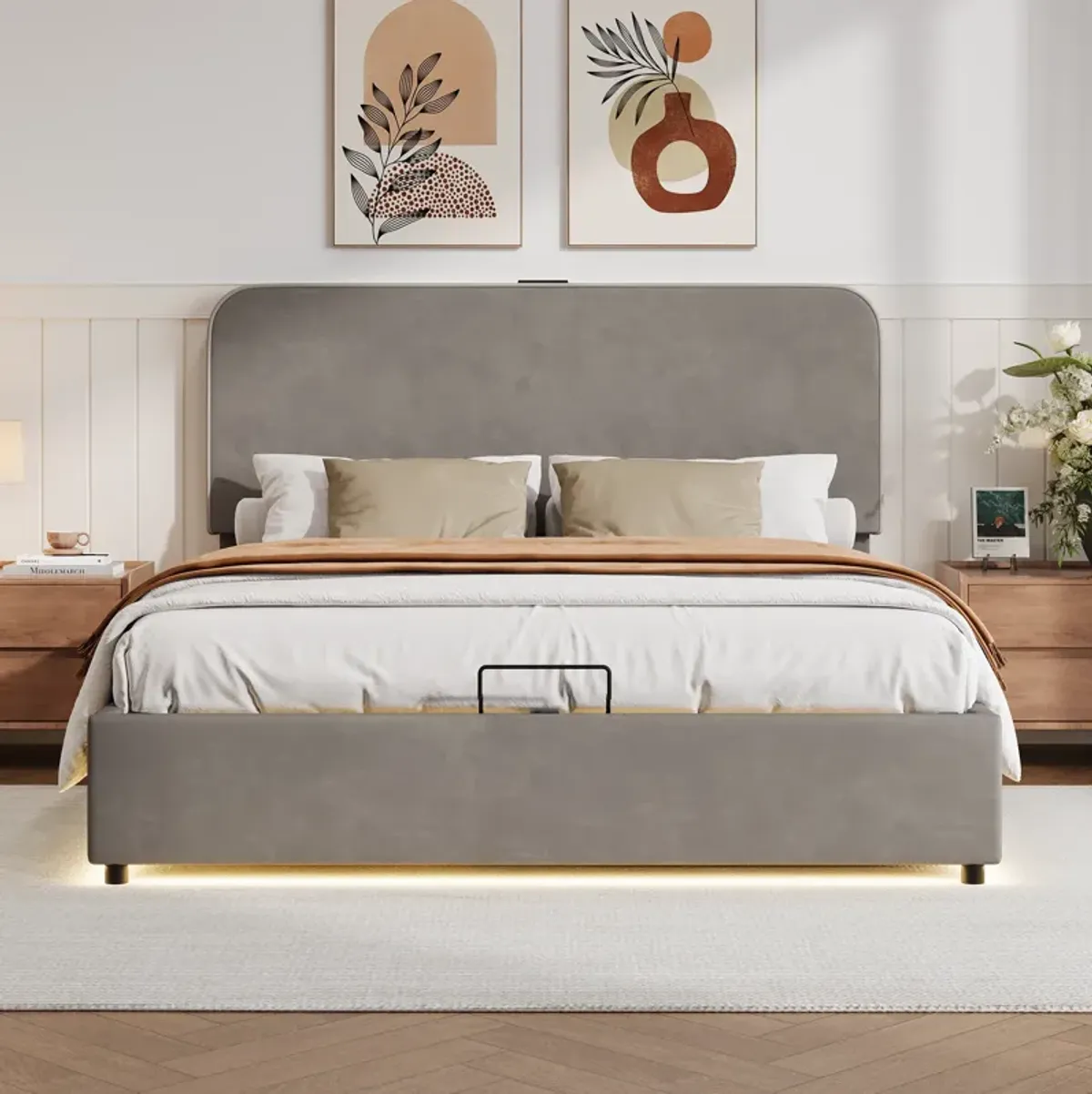 Merax Hydraulic Storage Bed Platform Bed