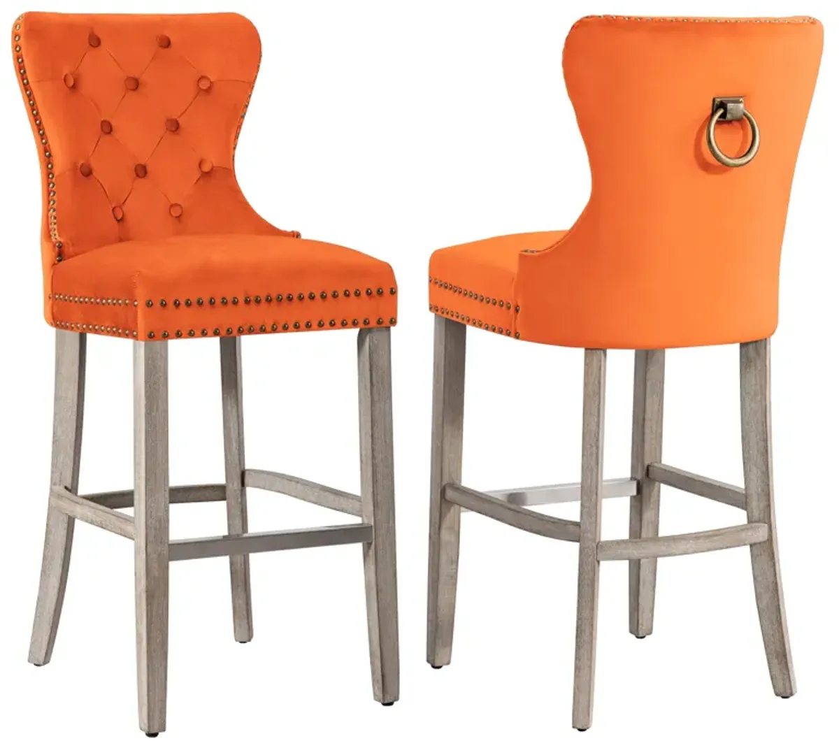 WestinTrends 29" Tufted Velvet Bar Stool (Set of 2)