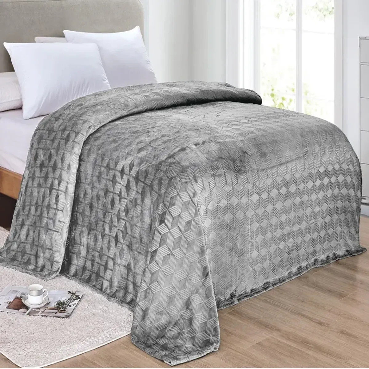 Amrani Bedcover Embossed Blanket, Soft Premium Microplush