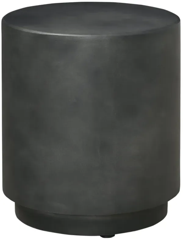 Charcoal Gray Patio Table: Round Concrete-Finish Side Table