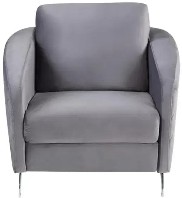 Sofia Gray Velvet Modern Chic Accent Armchair