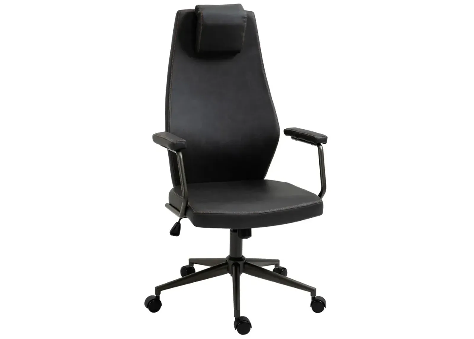 Black Executive Seat: High-Back Leather Ergonomic Office Chair