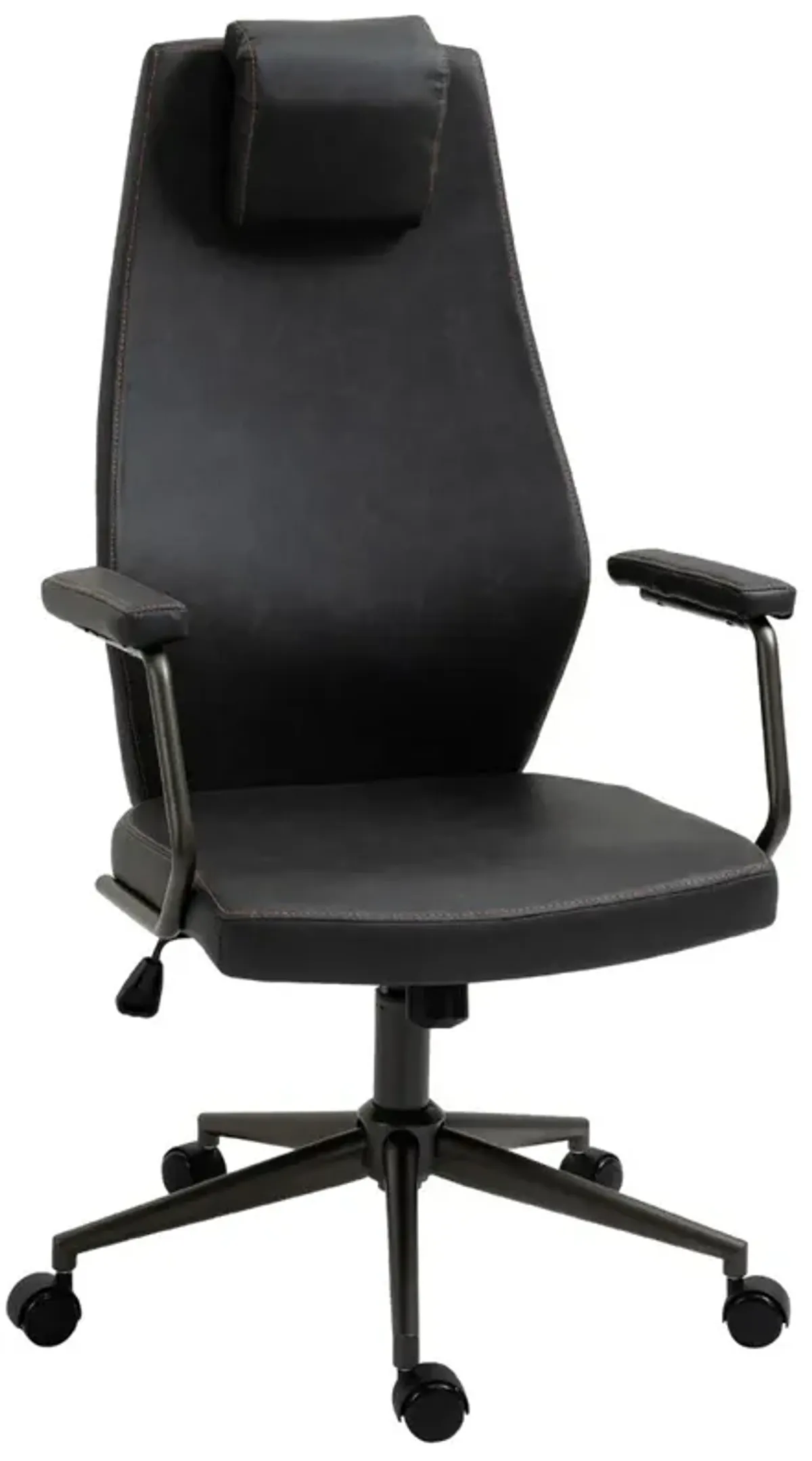 Black Executive Seat: High-Back Leather Ergonomic Office Chair