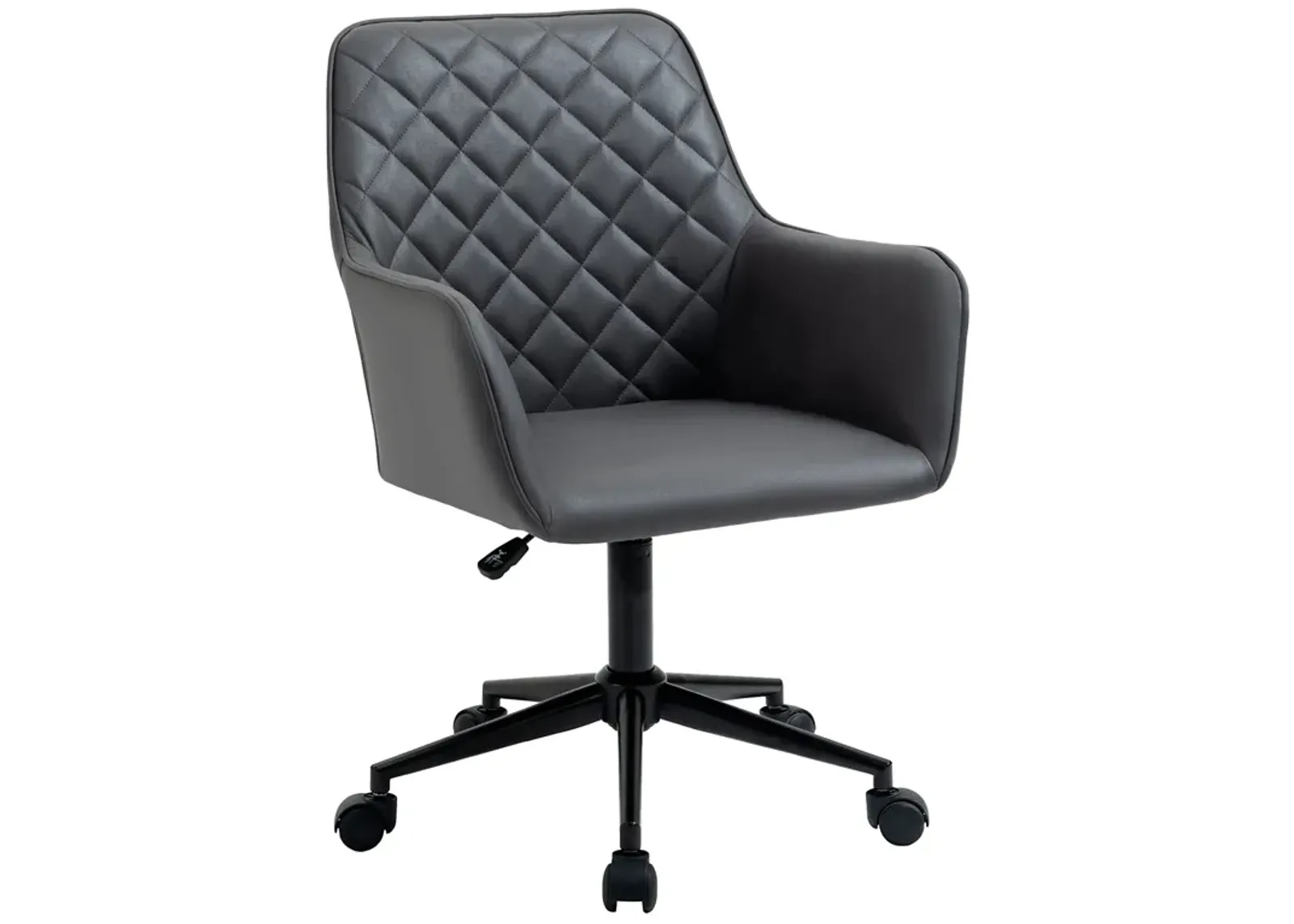 Dark Grey Task Chair: Office Chair with Diamond Design and Padded Arms