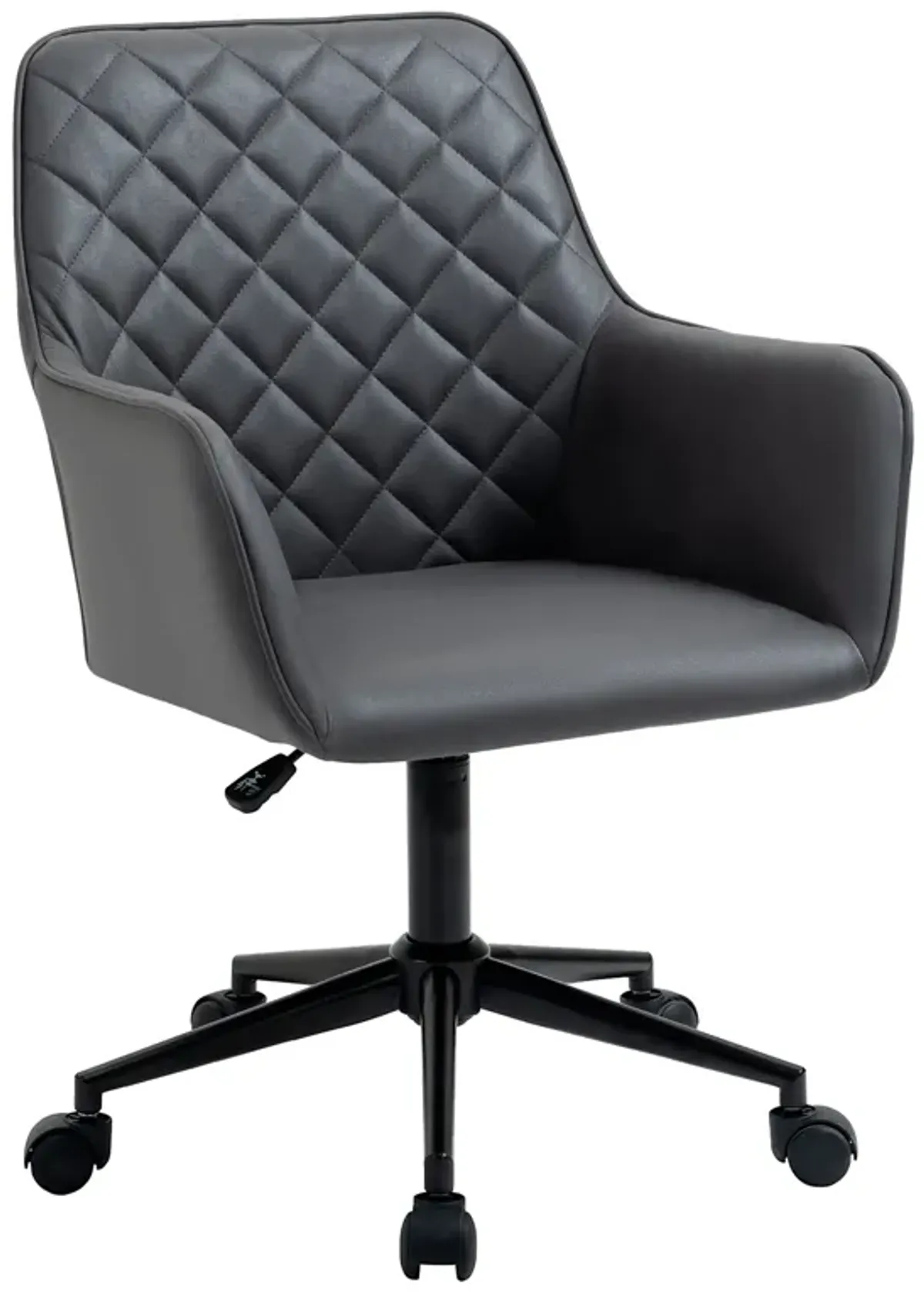 Dark Grey Task Chair: Office Chair with Diamond Design and Padded Arms