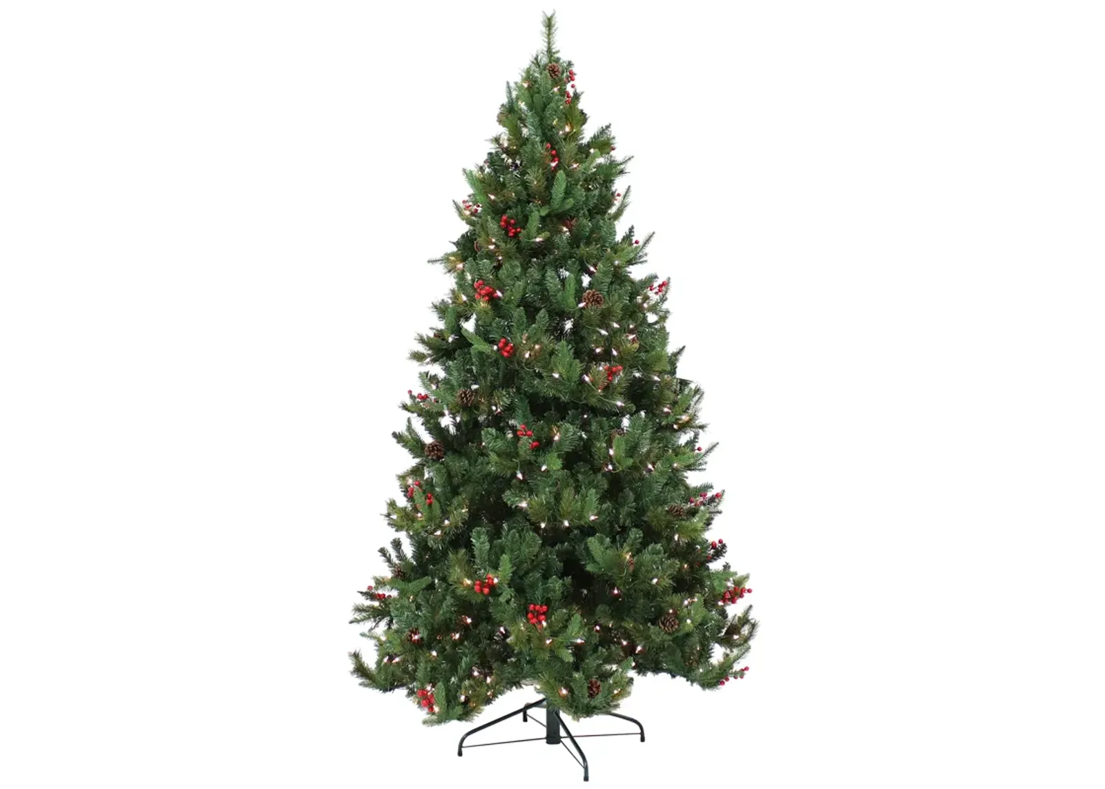 Sunnydaze Merry Berries Indoor/Outdoor Pre-Lit Faux Christmas Tree - 7 ft