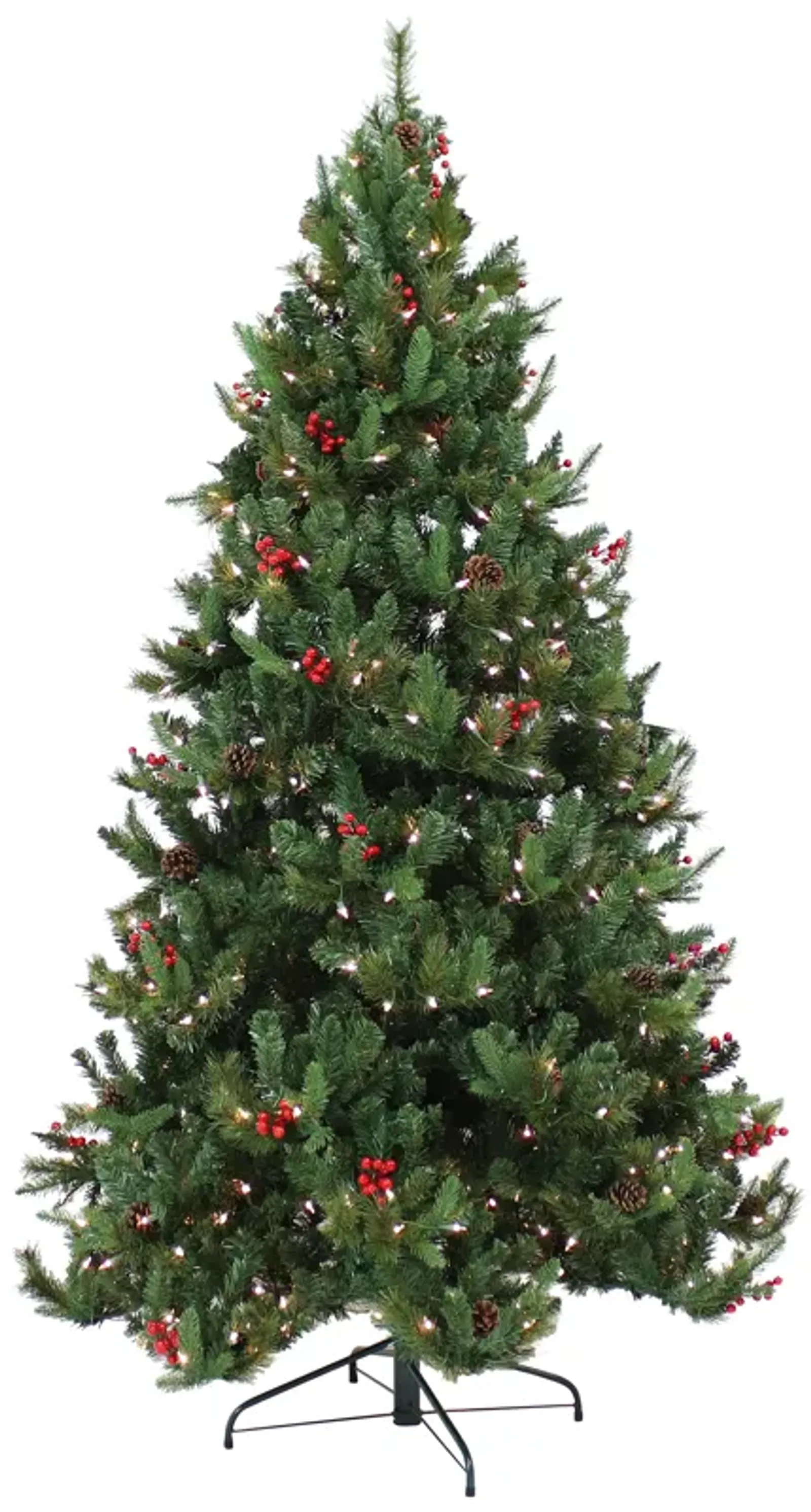 Sunnydaze Merry Berries Indoor/Outdoor Pre-Lit Faux Christmas Tree - 7 ft