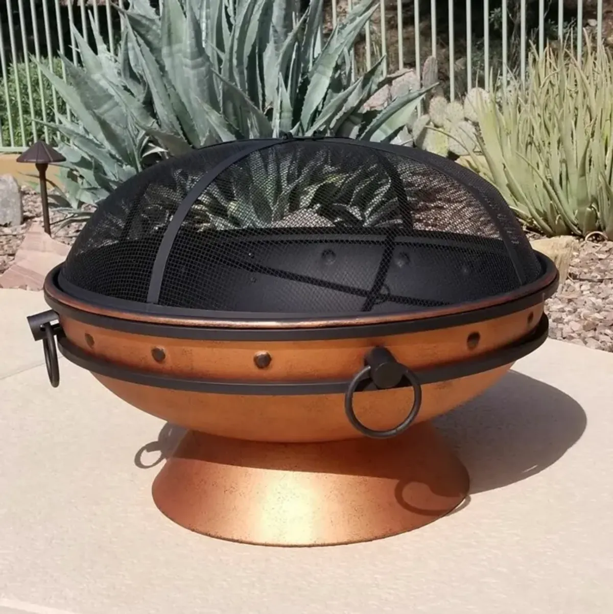 Hivvago Cauldron Steel Wood Burning Fire Pit with Spark Screen