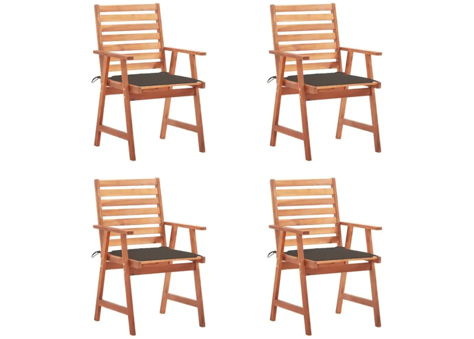 vidaXL Patio Dining Chairs 4 pcs with Cushions Solid Acacia Wood