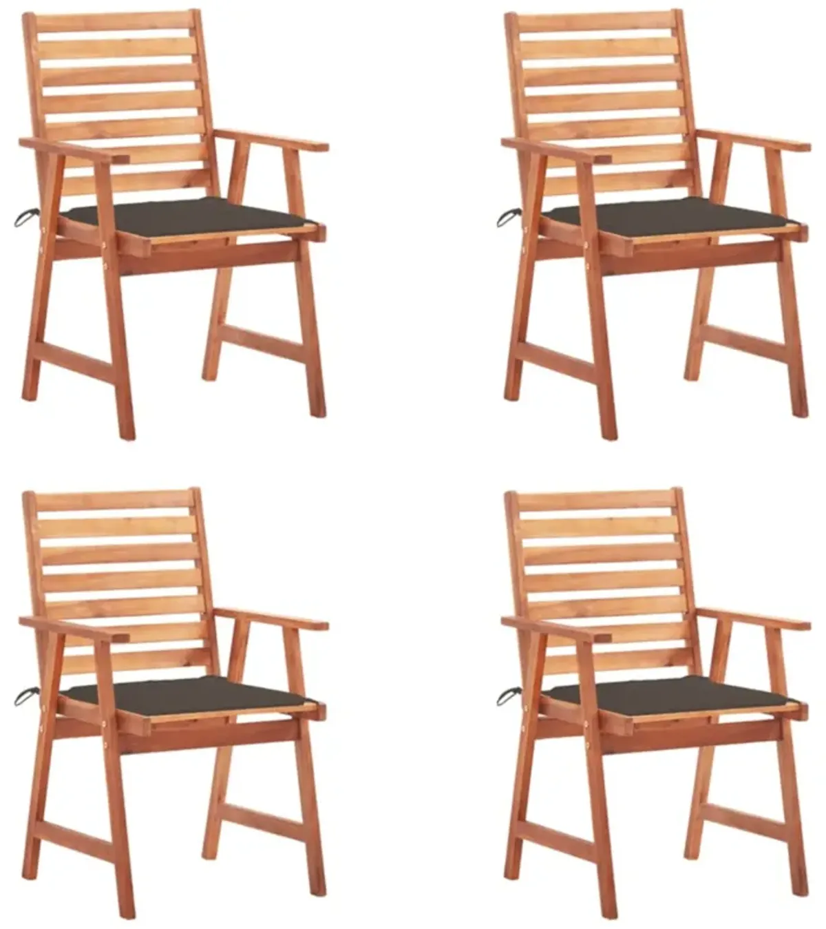 vidaXL Patio Dining Chairs 4 pcs with Cushions Solid Acacia Wood