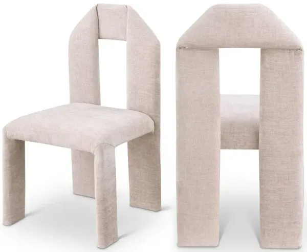 Meridian Furniture Bennett Beige Chenille Fabric Dining Chair, Set of 2