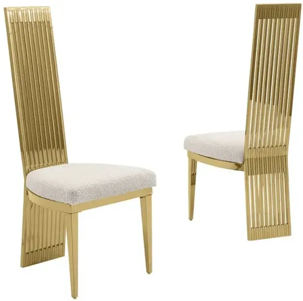 Set Of 2 Slat Back Side Chairs In Gold Stainless Steel