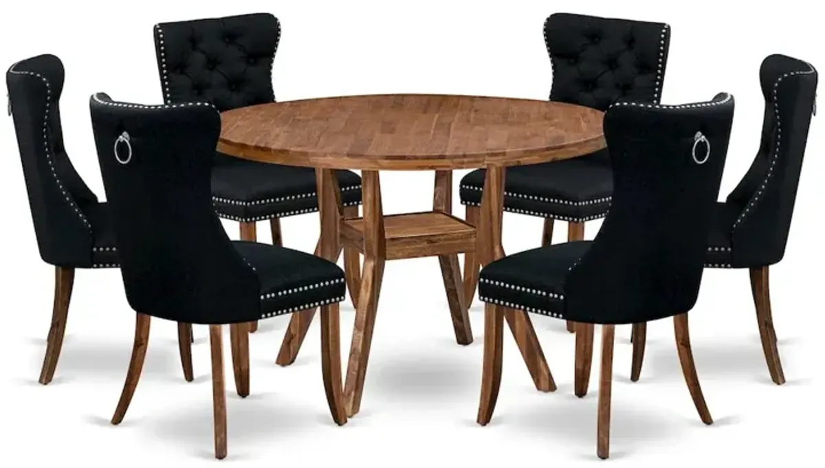 7-Piece Modern Dining Room Set In Black Color
