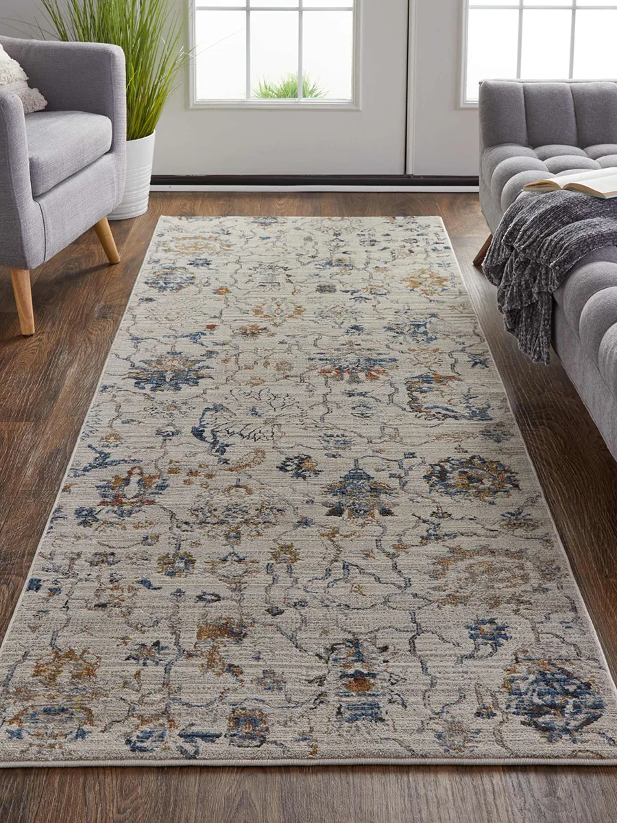 Kaia 39GPF 3' x 5' Ivory/Orange/Blue Rug