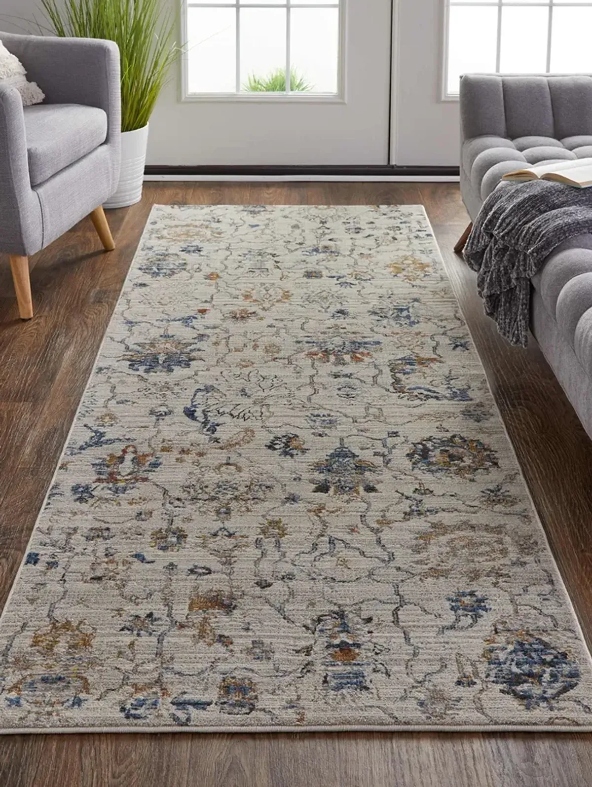 Kaia 39GPF 3' x 5' Ivory/Orange/Blue Rug