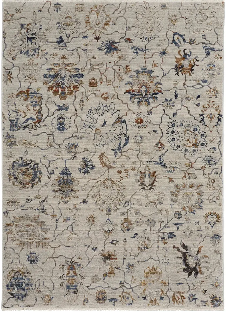 Kaia 39GPF 3' x 5' Ivory/Orange/Blue Rug